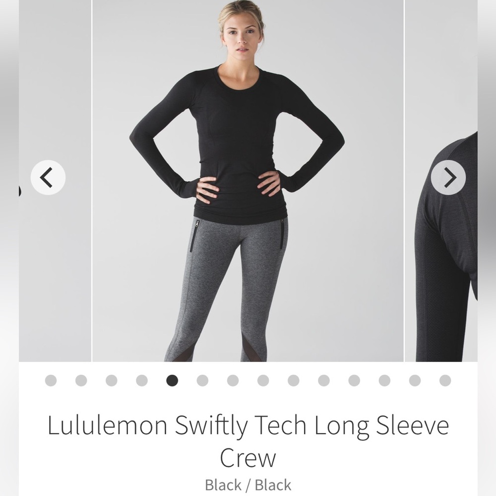 Women’s Lululemon Swiftly Tech Long Sleeve Crew
Black / Black in Size 6